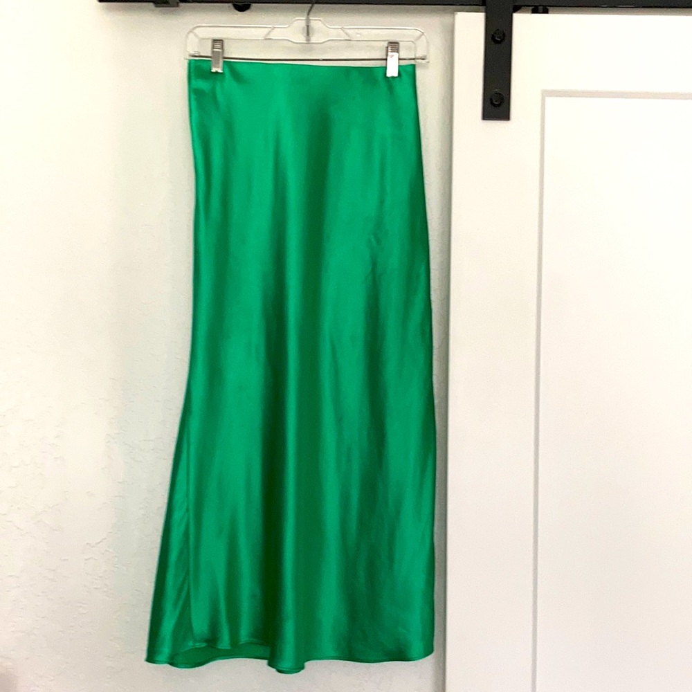 Silky smooth green skirt.